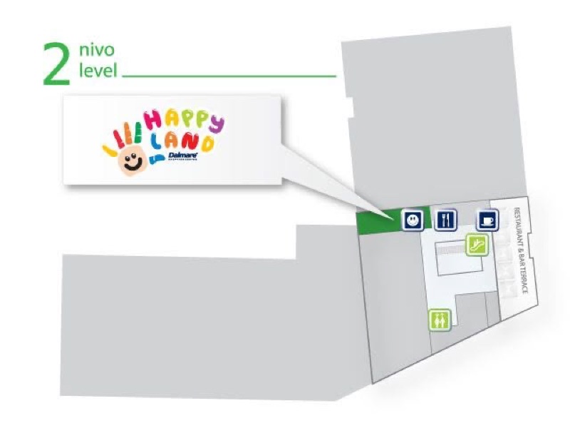 Mapa lokacije Happyland igraonice na drugoj etaži Dalmare centra